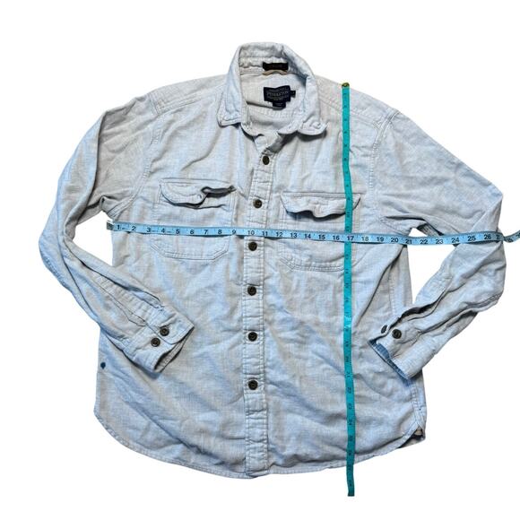 Pendleton Burnside Long sleeve collared shirt, size LG, Cream Flannel, Stains - Picture 1 of 14